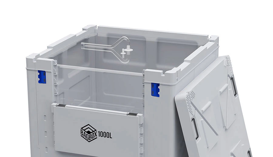 BagBox-1000-litre-cleanroom-tote-with-open-front-Smart-Door-showing-internal-support-structure.jpg
